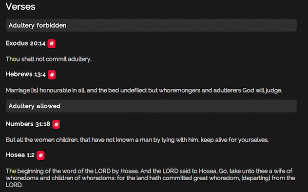 Annotated contradiction verses